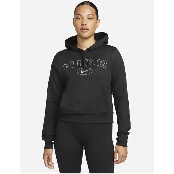 Nike Sweaters - Nike Women's One Therma-FIT Graphic Hoodie Black/Lt Iron Ore, Small - Women's At